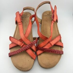 Earth Origins Womens Sandals Size 8 Coral Hook Loop Woven Arch Support
